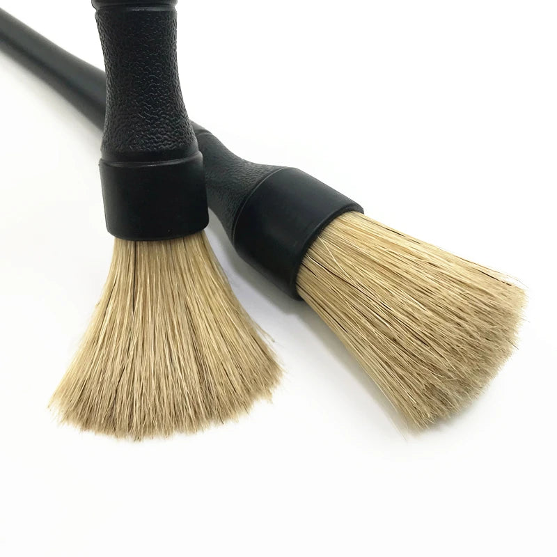 Super Dense Natural Boar Premium Detailing Brushes for Car Dashboard Wheels Grille Emblem Cleaning