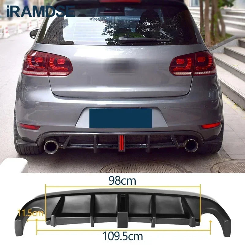 Carbon Paint Rear Diffuser for Golf MK6 GTI 2008-2013 Year Glossy Black Car Body Kit Lip Bumper Spoiler Plastic Splitter