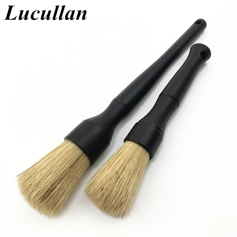 Super Dense Natural Boar Premium Detailing Brushes for Car Dashboard Wheels Grille Emblem Cleaning