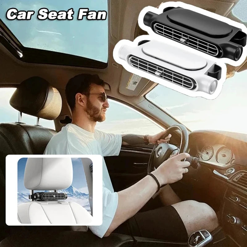 Car Front Rear Seat Fan Electric Cooling Fan Portable Ventilation Sheet Air Conditioner Car Backrest Air Fan Automotive Car Fan