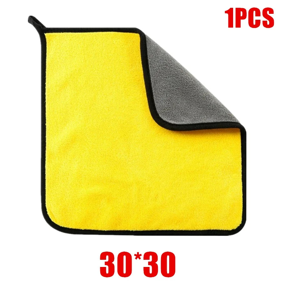 1/2/6/10Pcs Microfiber Cleaning Towel Thicken Soft Drying Cloth Car Body Washing Towels Double Layer Clean Rags Car Accessories