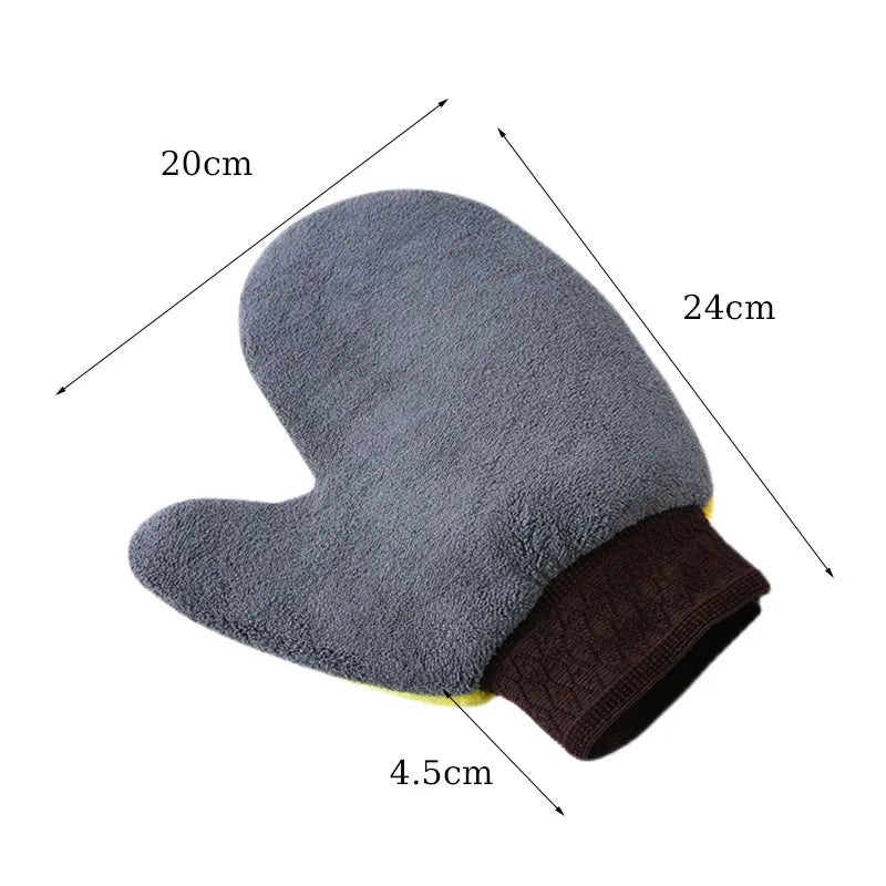 Car Wash Gloves Microfiber Coral Fleece Cleaning Wash Tools Thick Wipe Cloth Auto Care Double-Faced Glove Cleaning Mitt