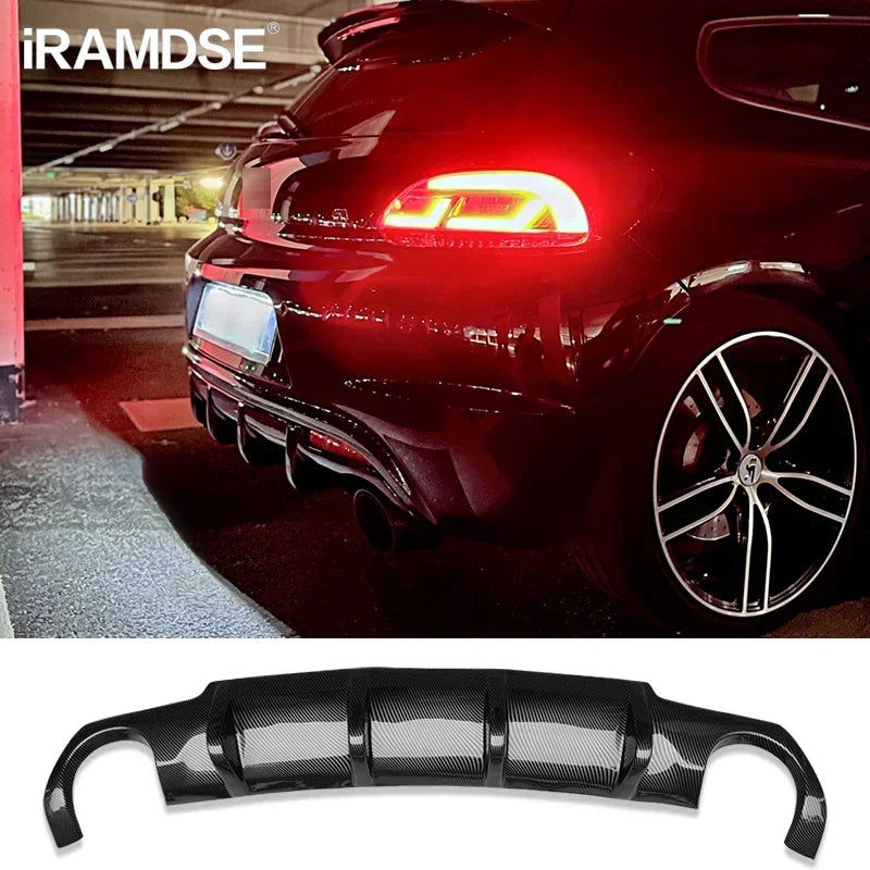 Rear Diffuser for Volkswagen Scirocco R Glossy Black Car Body Kit R20 2009 - 2014 15 16 17 Plastic Splitter Lip Bumper Spoiler