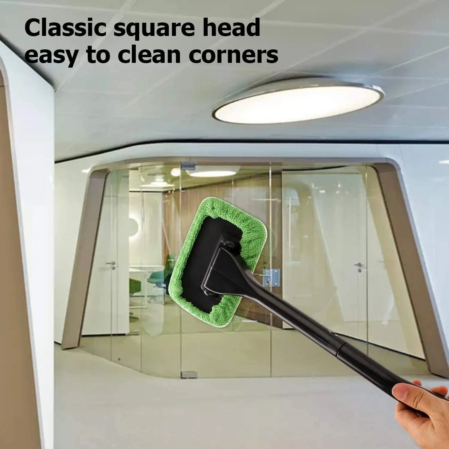 Car Window Windshield Brush Microfiber Cloth Auto Window Cleaner Long Handle Car Washable Brush Clean Tool with 2Pcs Cloth