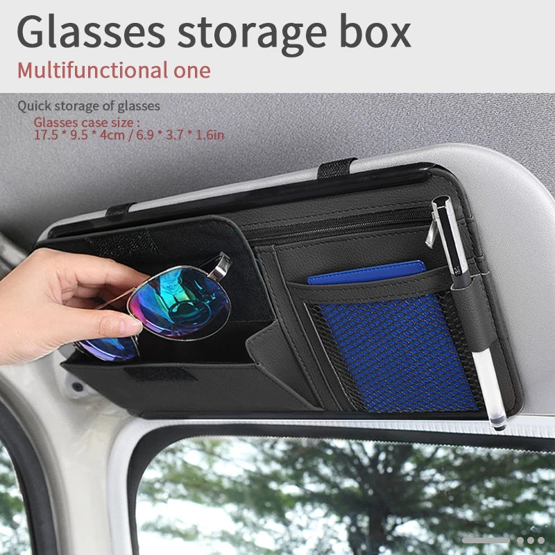 Car Sun Visor Glasses Storage Bag Interior Auto Sunshade Plate Sunglasses Organizer for Card Sunglasses Holder Car Accessories