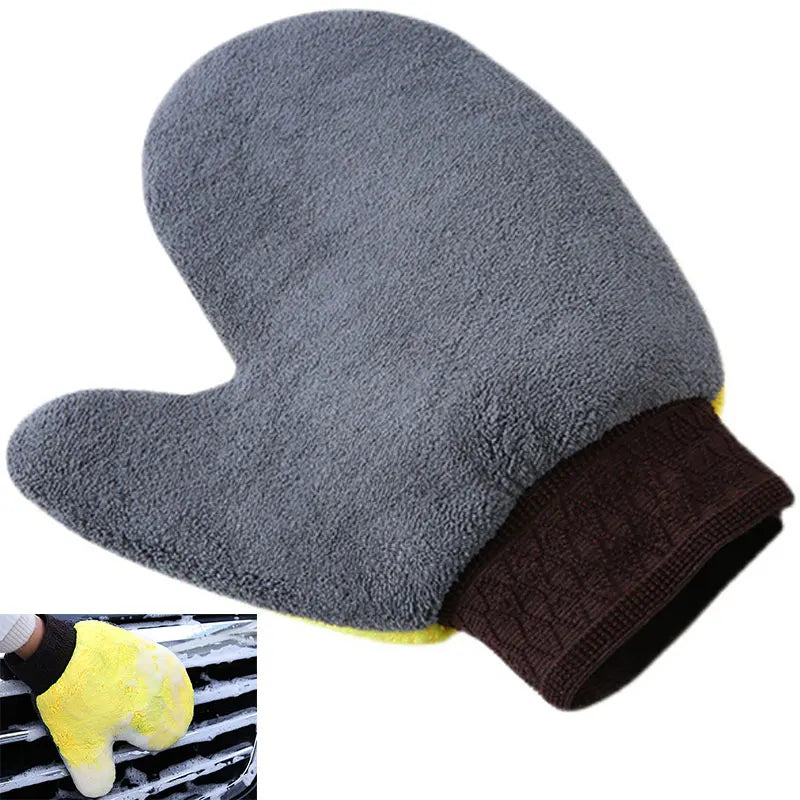 Car Wash Gloves Microfiber Coral Fleece Cleaning Wash Tools Thick Wipe Cloth Auto Care Double-Faced Glove Cleaning Mitt