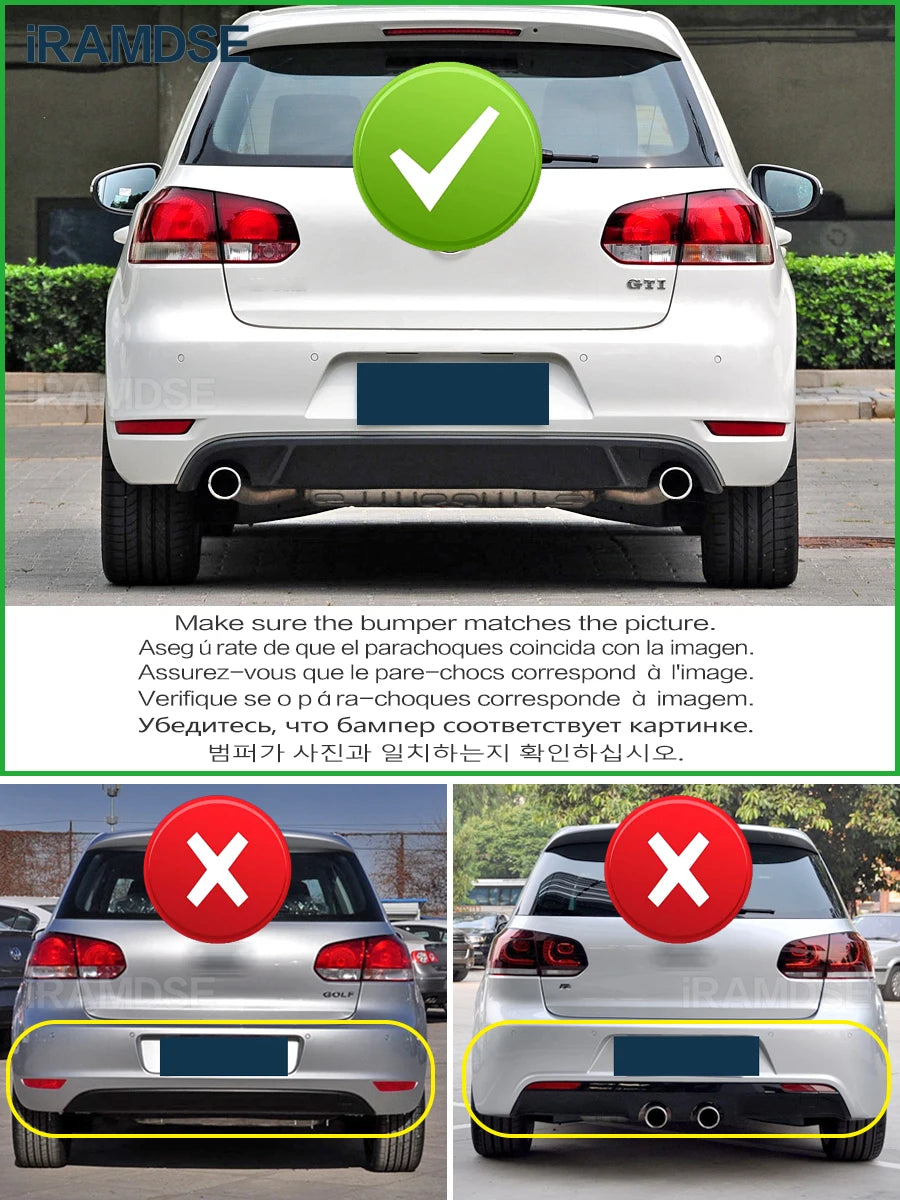 Carbon Paint Rear Diffuser for Golf MK6 GTI 2008-2013 Year Glossy Black Car Body Kit Lip Bumper Spoiler Plastic Splitter