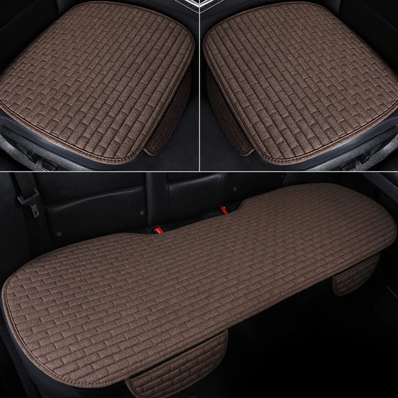 Car Seat Cover Front/Rear Flax Seat Protect Cushion Automobile Seat Covers Mat Protect Pad Car Covers