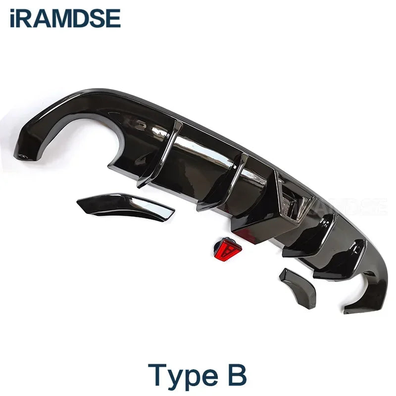 Rear Diffuser for Volkswagen Scirocco R Glossy Black Car Body Kit R20 2009 - 2014 15 16 17 Plastic Splitter Lip Bumper Spoiler