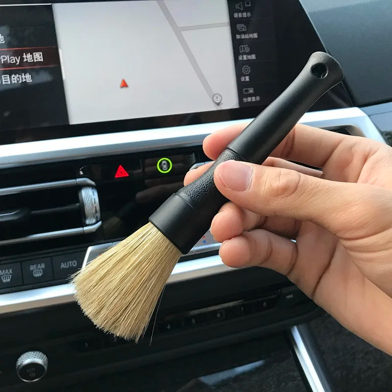 Super Dense Natural Boar Premium Detailing Brushes for Car Dashboard Wheels Grille Emblem Cleaning