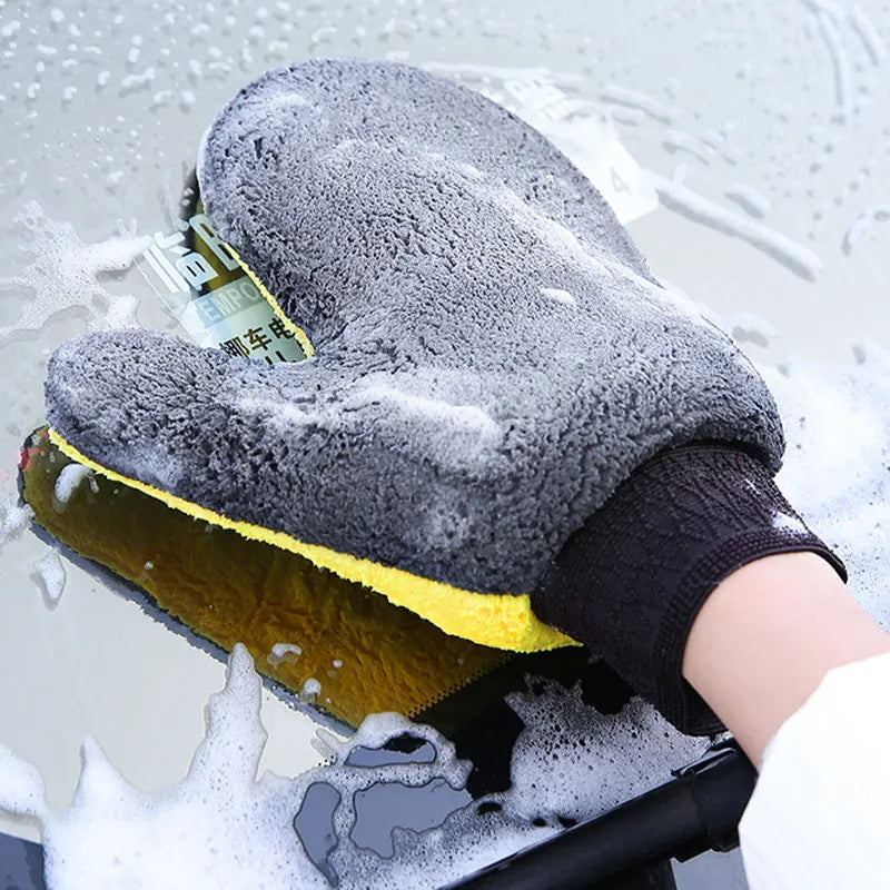 Car Wash Gloves Microfiber Coral Fleece Cleaning Wash Tools Thick Wipe Cloth Auto Care Double-Faced Glove Cleaning Mitt
