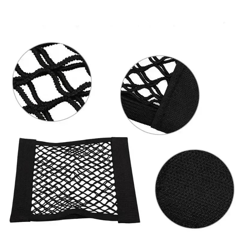 1 Universal Car Storage Bag Dual-Layer Mesh Trunk Organizer, Integrated Car Storage Bag, Car Fire Extinguisher Mounting Net