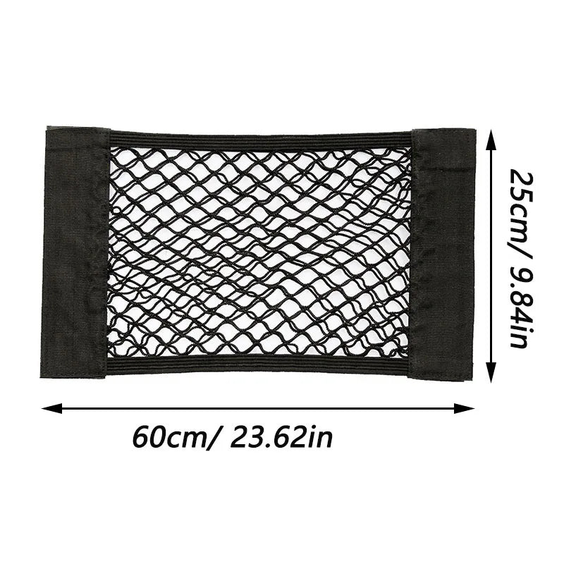 1 Universal Car Storage Bag Dual-Layer Mesh Trunk Organizer, Integrated Car Storage Bag, Car Fire Extinguisher Mounting Net