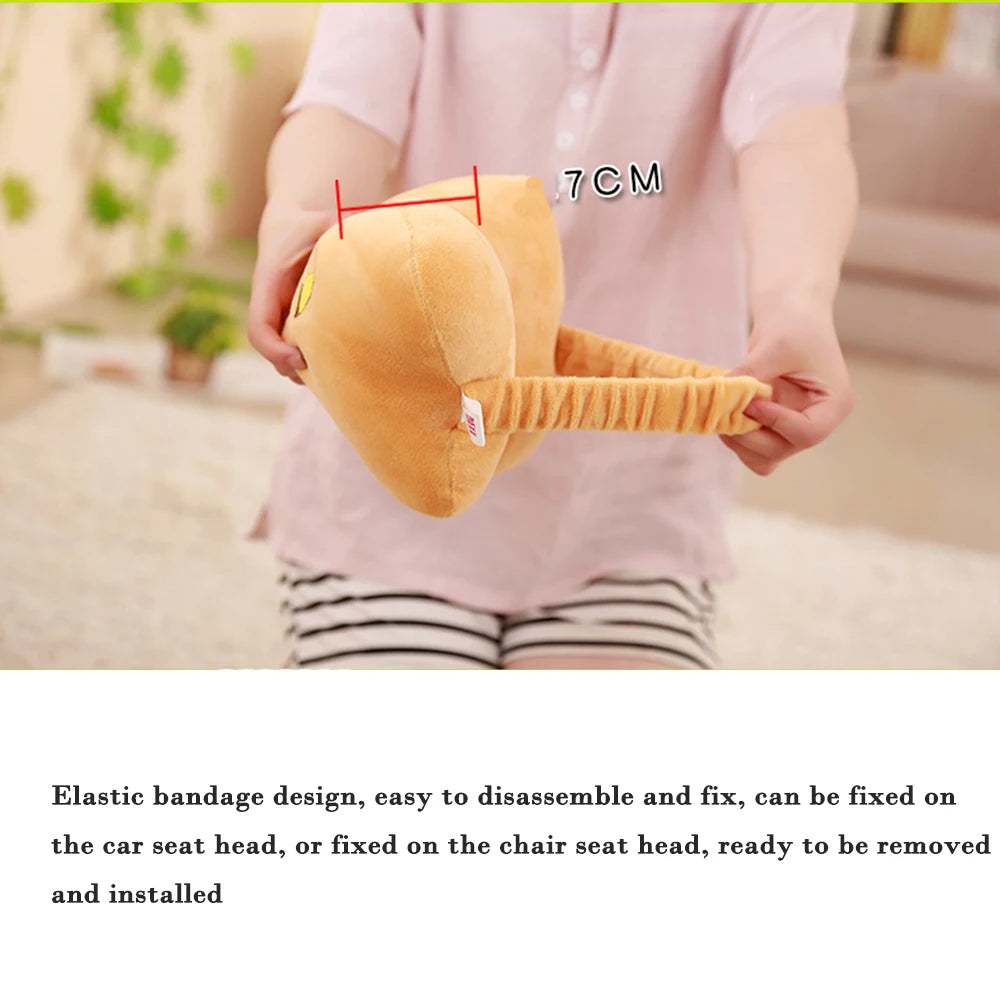 Car Neck Pillow Cartoon Cute Animal Travel Pillow Car Seat Cushion Cover Neck Support Headrest Interior Accessories