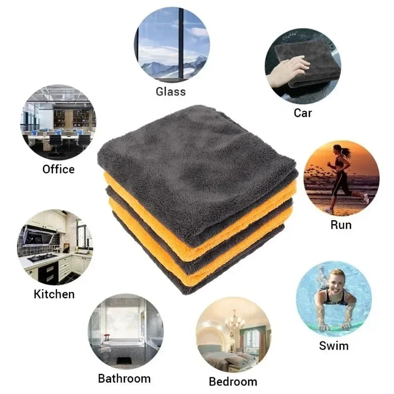Microfiber Car Thicken Towels Soft Plush Super Absorbent Edgeless Cloth Car Wash Detailing Rags Drying Towels