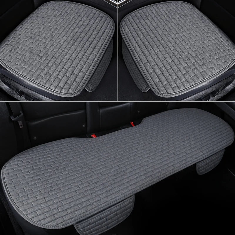 Car Seat Cover Front/Rear Flax Seat Protect Cushion Automobile Seat Covers Mat Protect Pad Car Covers