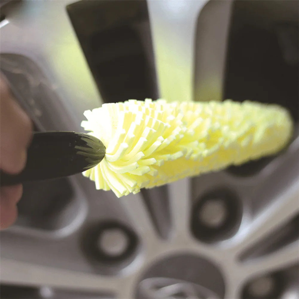Car Wash Portable Microfiber Wheel Tire Rim Brush Car Wheel Auto Cleaning for Car with Plastic Handle Car Wash Detailing Tools