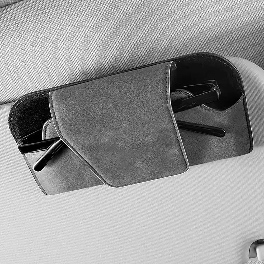 Car Storage Tools Sun Visor Glasses Holder Multi-Functional Cowhide Car Storage Box Wear-Resistant Sunshade Plate Organizer