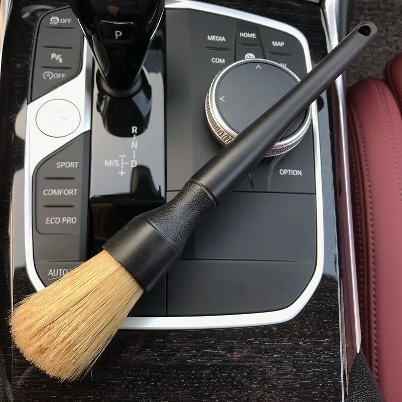 Super Dense Natural Boar Premium Detailing Brushes for Car Dashboard Wheels Grille Emblem Cleaning