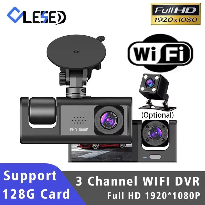 Wifi 3 Channel Car DVR Three Way Dash Cam inside Vehicle Camera Dvrs Recorder FHD 1080P Video Mini Registrator Dashcam Camcorder