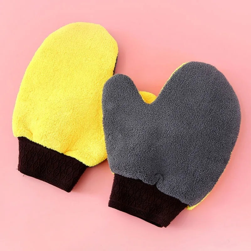 Car Wash Gloves Microfiber Coral Fleece Cleaning Wash Tools Thick Wipe Cloth Auto Care Double-Faced Glove Cleaning Mitt