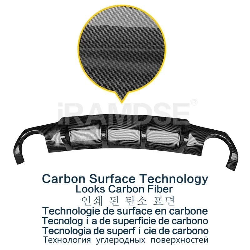 Rear Diffuser for Volkswagen Scirocco R Glossy Black Car Body Kit R20 2009 - 2014 15 16 17 Plastic Splitter Lip Bumper Spoiler