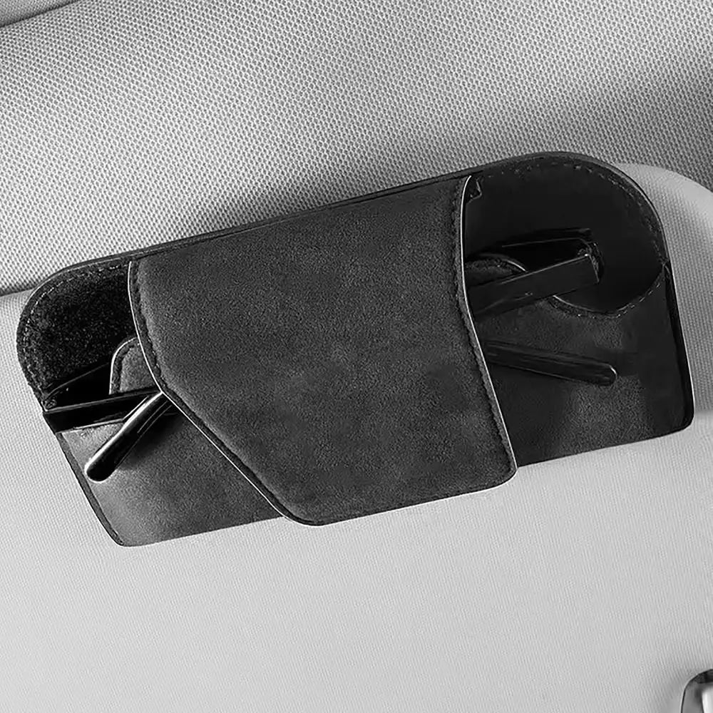Car Storage Tools Sun Visor Glasses Holder Multi-Functional Cowhide Car Storage Box Wear-Resistant Sunshade Plate Organizer