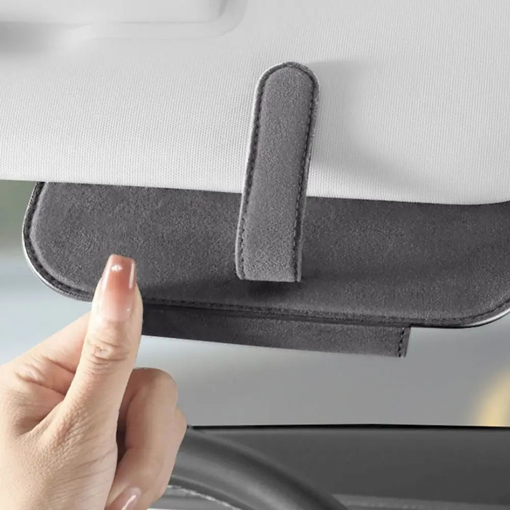 Car Storage Tools Sun Visor Glasses Holder Multi-Functional Cowhide Car Storage Box Wear-Resistant Sunshade Plate Organizer