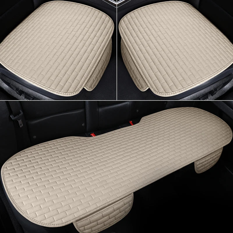 Car Seat Cover Front/Rear Flax Seat Protect Cushion Automobile Seat Covers Mat Protect Pad Car Covers