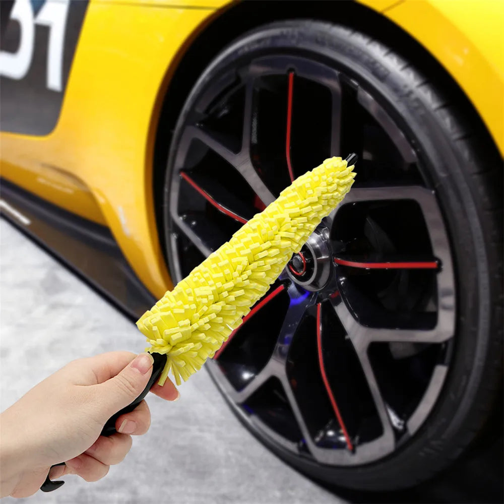 Car Wash Portable Microfiber Wheel Tire Rim Brush Car Wheel Auto Cleaning for Car with Plastic Handle Car Wash Detailing Tools