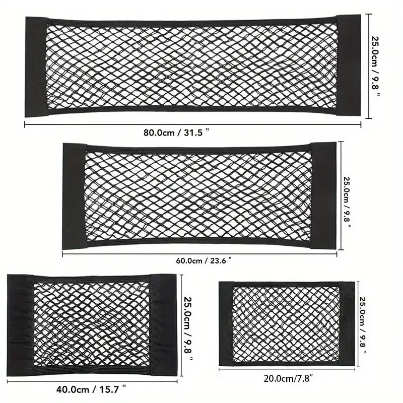 1 Universal Car Storage Bag Dual-Layer Mesh Trunk Organizer, Integrated Car Storage Bag, Car Fire Extinguisher Mounting Net