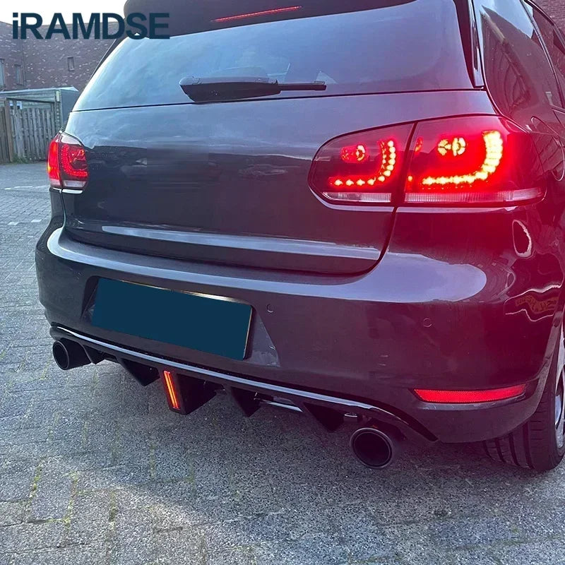 Carbon Paint Rear Diffuser for Golf MK6 GTI 2008-2013 Year Glossy Black Car Body Kit Lip Bumper Spoiler Plastic Splitter