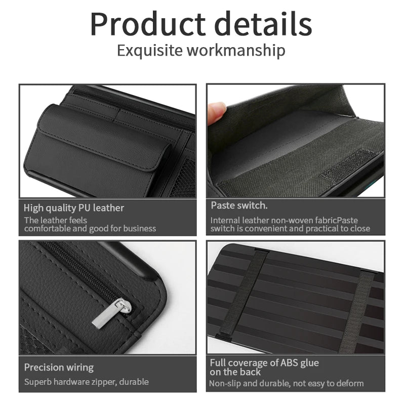 Car Sun Visor Glasses Storage Bag Interior Auto Sunshade Plate Sunglasses Organizer for Card Sunglasses Holder Car Accessories
