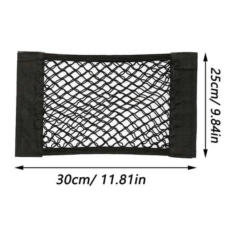 1 Universal Car Storage Bag Dual-Layer Mesh Trunk Organizer, Integrated Car Storage Bag, Car Fire Extinguisher Mounting Net